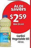 Aldi Carlini vegetable oil offer
