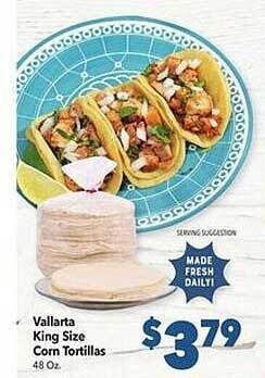 Vallarta Supermarkets Vallarta king size corn tortillas offer