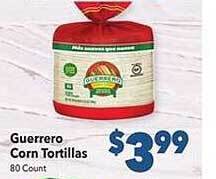 Vallarta Supermarkets Guerrero corn tortillas offer