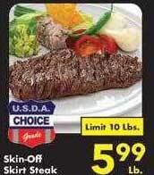 Fairplay Usda choice skin-off skirt steak offer