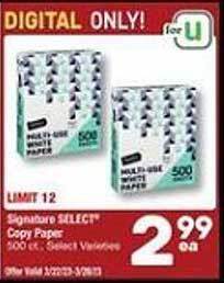 Albertsons Signature select copy paper offer