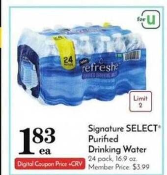 Pavilions Signature select purified drinking water offer