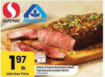Safeway Usda choice boneless beef top round london broil offer