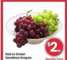 Safeway Red or green seedless grapes offer