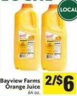 Save Mart Bayview farms orange juice offer