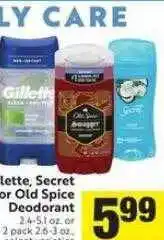 Gillette, secret or old spice deodorant