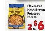 Vallarta Supermarkets Flav-r-pac hash brown potatoes offer