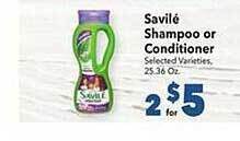 Vallarta Supermarkets Savile shampoo or conditioner offer