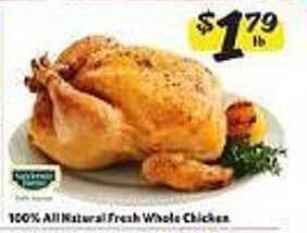 Winn Dixie 100% all natural fresh whole chicken offer