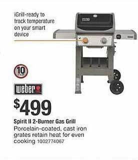 The Home Depot Weber spirit ii 2-burner gas grill offer
