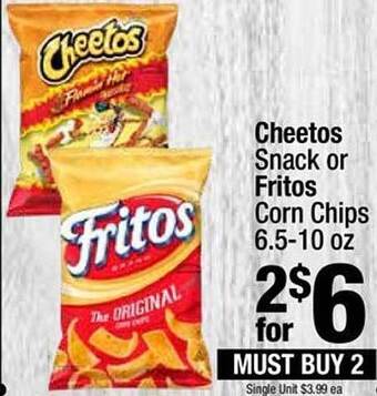 Super King Markets Cheetos snacks or fritos corn chips offer
