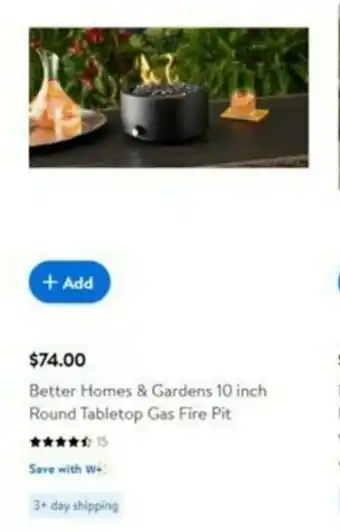 Walmart Better Home & Gardens 10inch Round Tabletop Gas Fire Pit offer