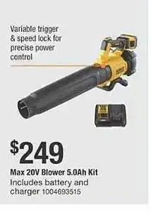 The Home Depot Max 20v blower 5.0ah kit offer