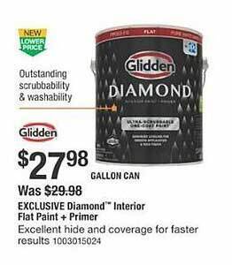 The Home Depot Glidden diamond interior flat paint + primer offer