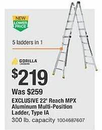 The Home Depot Exclusive 22' reach mpx aluminum multi-position ladder, type ia offer