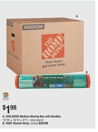 The Home Depot Medium moving box with handles offer