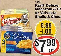 IGA Kraft deluxe macaroni & cheese or velveeta shells & cheese offer
