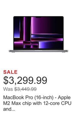 Costco Macbook pro (16-inch) - apple m2 max chip with 12‑core cpu and 38‑core gpu - 1tb ssd (2023) offer