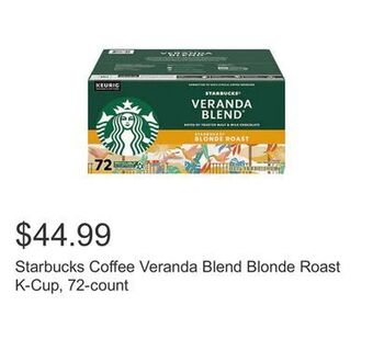 Costco Starbucks coffee veranda blend blonde roast k-cup, 72-count offer