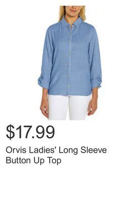 Costco Orvis ladies' long sleeve button up top offer