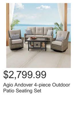 Costco Agio andover 4-piece outdoor patio seating set offer