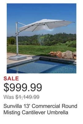 Costco Sunvilla 13' commercial round misting cantilever umbrella offer