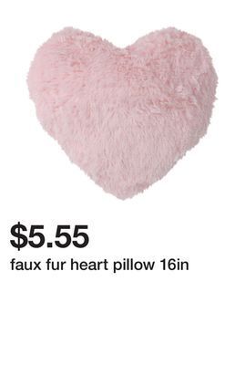 Five Below Faux fur heart pillow 16in offer