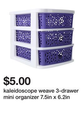 Five Below Kaleidoscope weave 3-drawer mini organizer 7.5in x 6.2in offer
