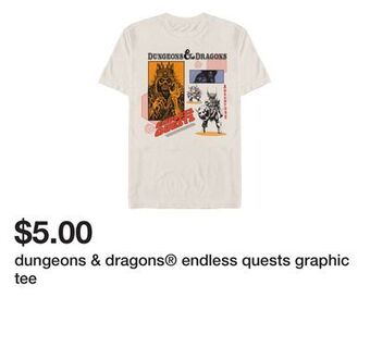 Five Below Dungeons & dragons® endless quests graphic tee offer