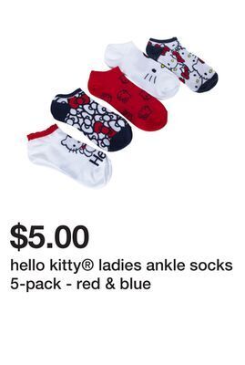 Five Below Hello kitty® ladies ankle socks 5-pack - red & blue offer