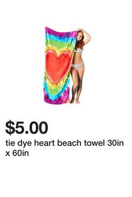 Five Below Tie dye heart beach towel 30in x 60in offer