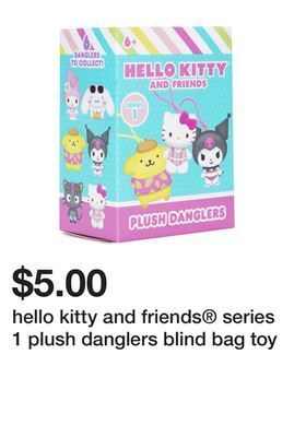 Five Below Hello kitty and friends® series 1 plush danglers blind bag toy offer