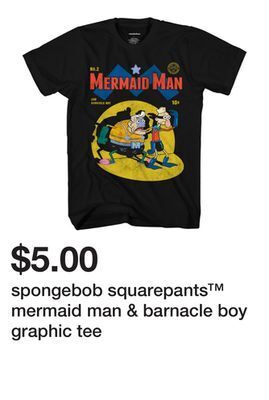 Five Below Spongebob squarepants™ mermaid man & barnacle boy graphic tee offer