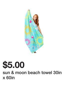 Five Below Sun & moon beach towel 30in x 60in offer