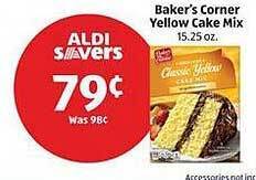 Aldi Baker's corner yellow cake mix offer