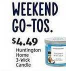 Aldi Huntington home 3-wick candle offer