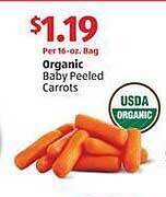Aldi Organic baby peeled carrots offer