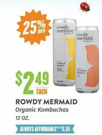Natural Grocers Rowdy mermaid organic kombuchas offer