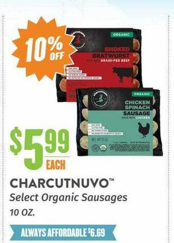 Natural Grocers Charcutnuvo select organic sausages offer