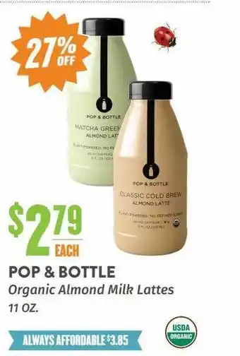Natural Grocers Pop & bottle organic almond milk lattes offer