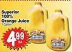 Superior Grocers Superior 100% orange juice offer