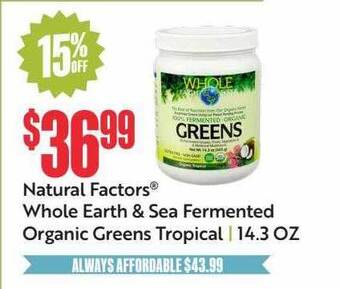 Natural Grocers Natural factors whole earth & sea fermented organic greens tropical offer