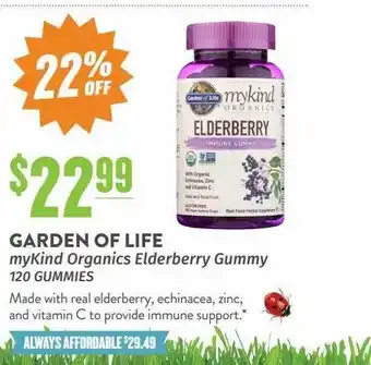 Natural Grocers Garden of life mykind organics elderberry gummy 120 gummies offer