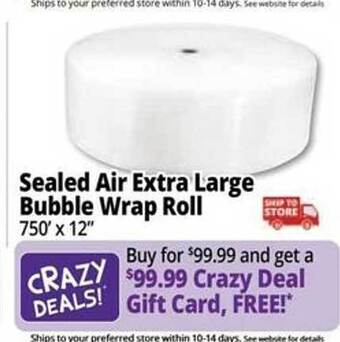 Ocean State Job Lot Sealed air extra large bubble wrap roll offer