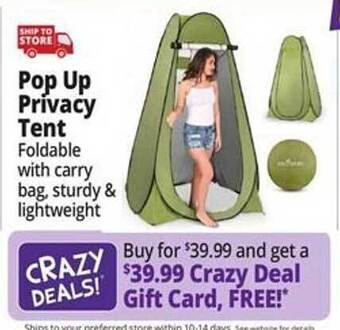 Ocean State Job Lot Pop up privacy tent offer
