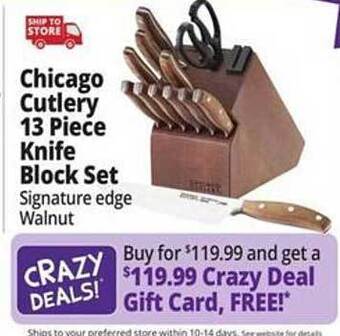 Ocean State Job Lot Chicago cutlery 13 piece knife block set offer
