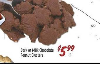Sprouts Farmers Market Dark or milk chocolate peanut clusters offer