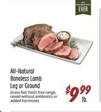 Sprouts Farmers Market All-natural boneless lamb leg or ground offer