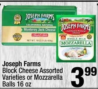 Super King Markets Joseph farms block cheese or mozzarella balls offer