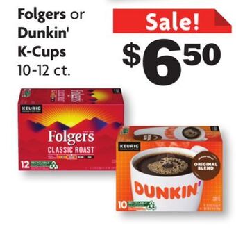 Family Dollar Folgers or dunkin' k-cups offer
